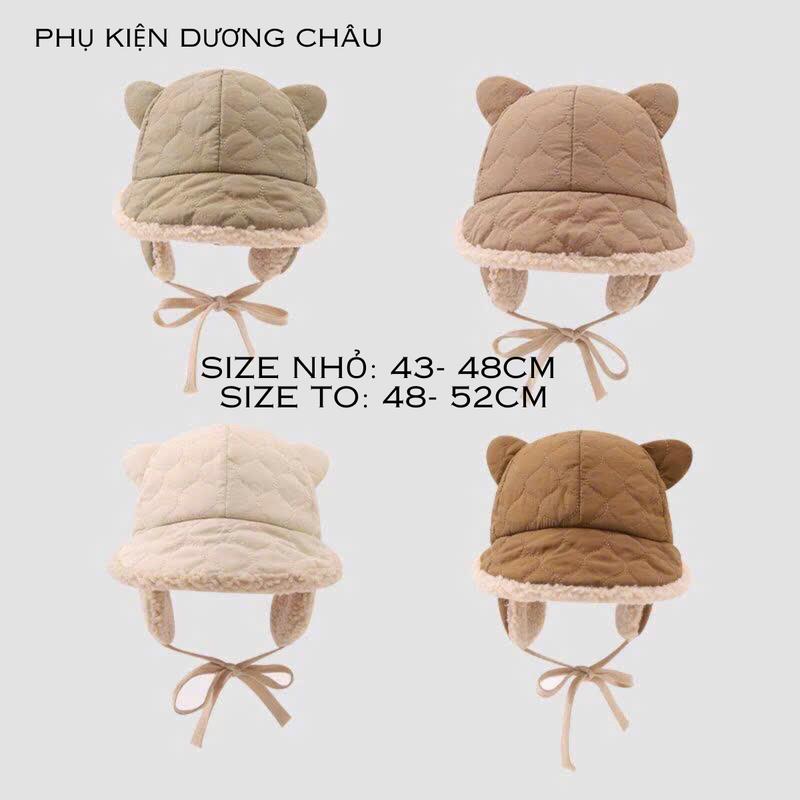 Hàng Loại 1 Mũ Trẻ Em Mùa Đông Có Chụp Tai Lót Lông Dày Dặn Ấm Áp Chống Gió Cho Bé Size 43-52cm 6th-5tuổi