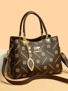 2025 New Fashion Promo Guncang Tas selempang bahu portabel berkapasitas besar wanita modis baru tas coklat tua Elegant Brown tas dompet selempang