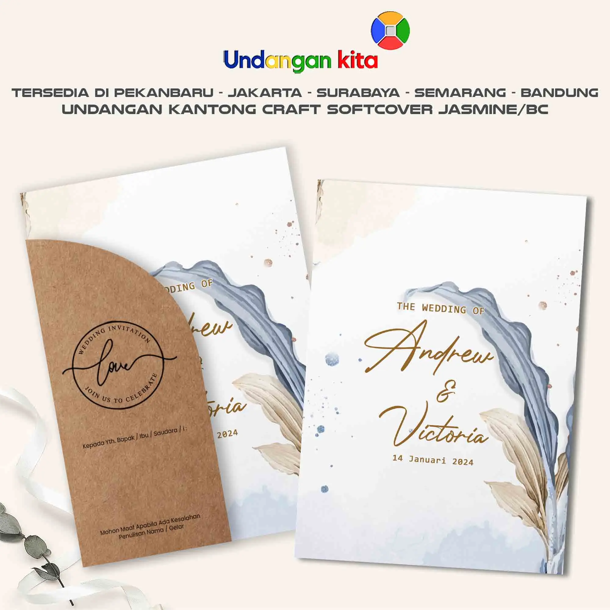 (100Pcs) Undangan Kita Undangan Pernikahan Kantong Craft BC Softcover Aethestic Elegan