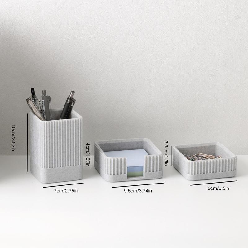 Product Introduction of Desk Organizer Set, 3 Counts/set Pen Holder & Paper Clip Storage & Sticky Note Holder, Desktop Storage Box for Office Home School 1
