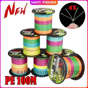 HAIYI FISHING 100M Warna PEX 4 Senar Pancing Fishing Line Strengtg Sangat kuat  4 Tali PE Dikepang Panjang 100 Meter Ketangguhan 2-68 kg Senar Casting Kuat 4X PE Senar Pancing  Kepang Fishing Line Pe  Untuk Air Laut Fishing Gear
