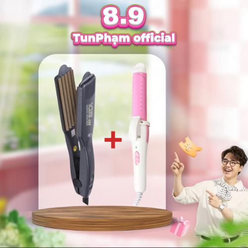 [TUN PHẠMxTOP BEAUTY]Combo Máy Dập Xù Bản To Cao Cấp +Uốn ,Duỗi 2In1 bảo vệ tóc TOP BEAUTY bảo hành 6 tháng