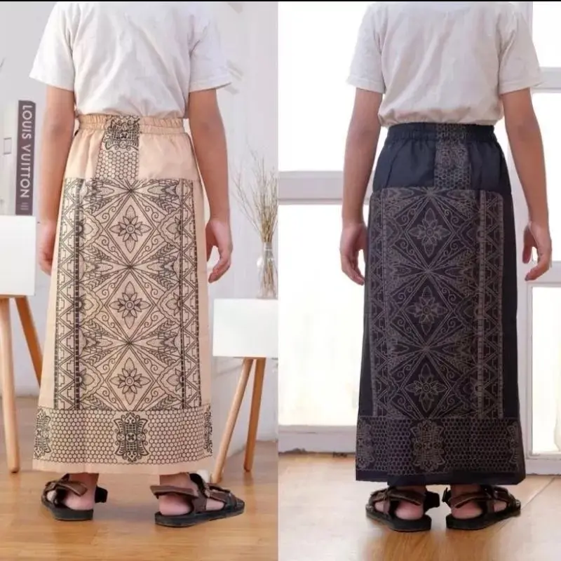 Sarung Instan Anak Laki-Laki Model Rok Motif Sarang Tawon untuk Umur 2-12 Tahun Fashion Muslim Navy Peci Tanggung Koko Katun baju loose za sage-maron-soft blue 0-3 tahun toska/abu 1
