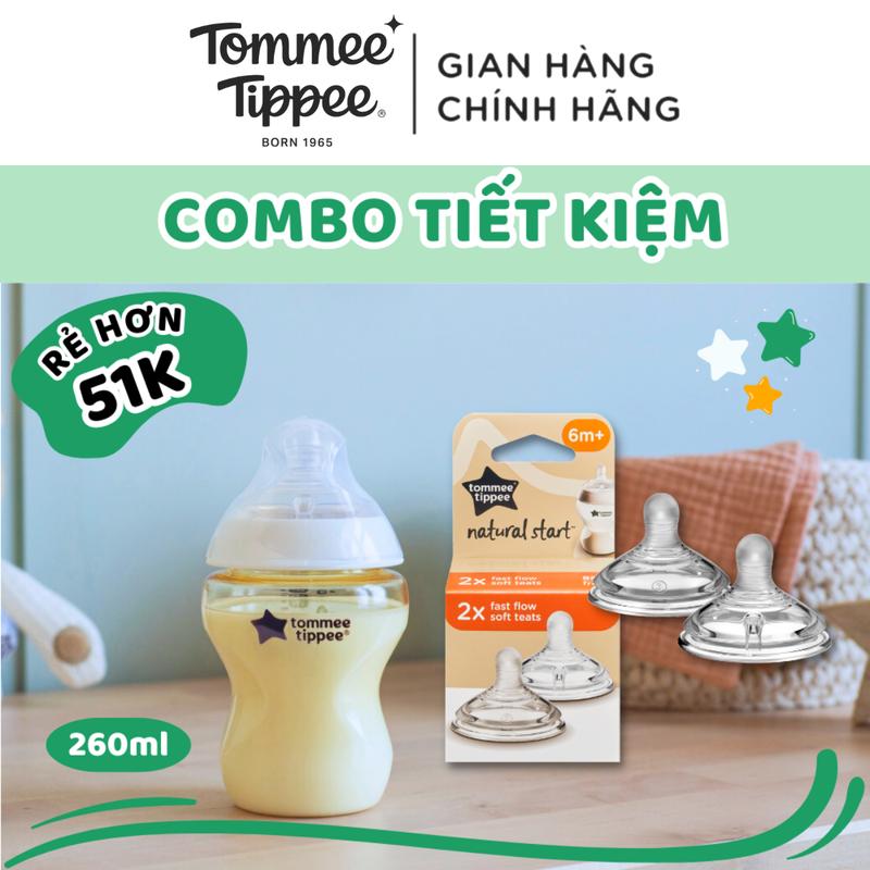 COMBO Bình Sữa PPSU Ty Mềm Tommee Tippee 260ml Và Núm ty Silicon Thay Thế 6+ Tháng