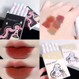 MUGE LEEN Set 5 Pcs Lip matte Lipstick Gloss Ringan Isi 5 Lipstik Liquid Bibir Waterproof Lipgloss Glaze Lipstick Cair