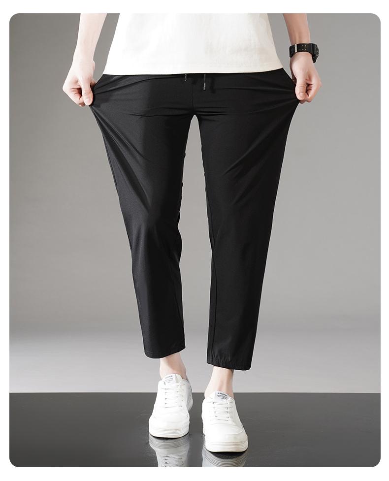 Product Introduction of M-8XL new nylon four-sided elastic summer men's casual sports nine-point pants ice silk small feet men's pants secondary development plus size 13