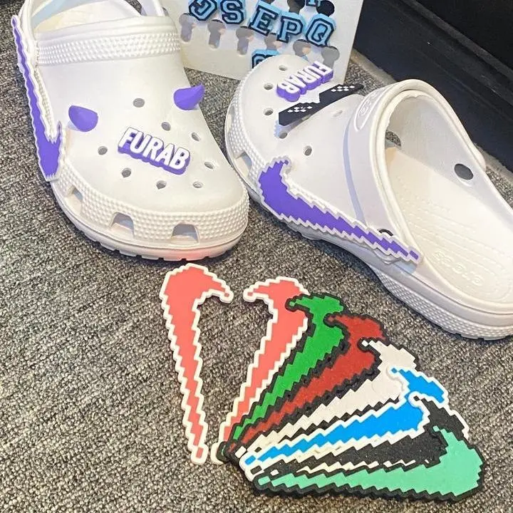 Pin Accesories Sandal Samping pixel untuk Hiasan Sandal Bapau Pria dan Wanita 3d print