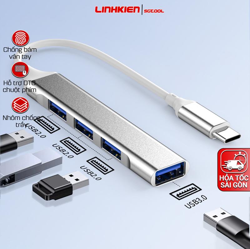  Bộ Chuyển Đổi 4 trong 1 Cổng USB Cho Laptop Máy Tính Điện Thoại Máy Tính Bảng hub chia cổng TypeC Cáp chia Type C 