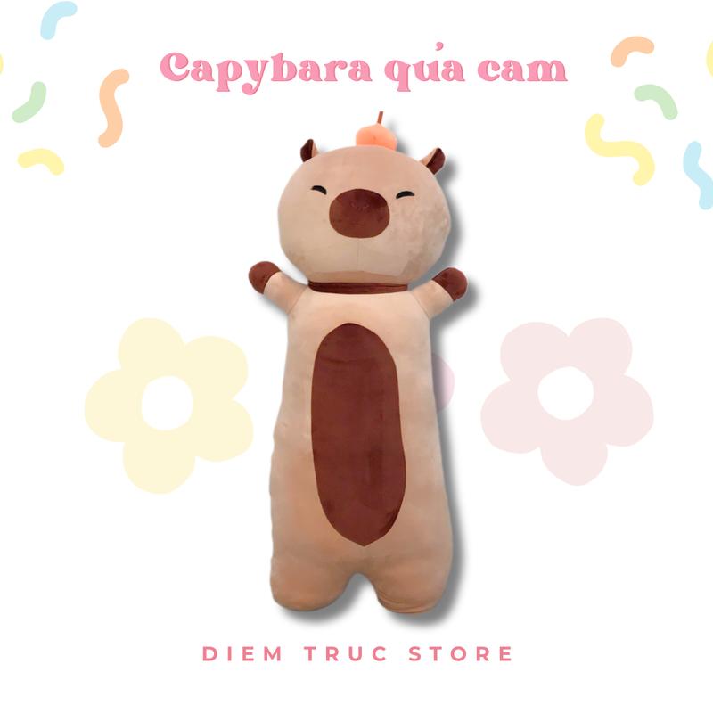Gấu bông GỐI ÔM CAPYBARA ĐỨNG ĐỘI QUẢ CAM 100CM-DIỄM TRÚC STORE