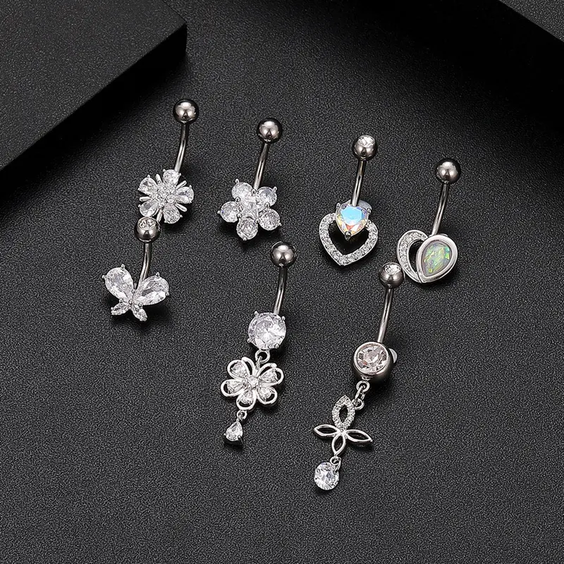 1 Chiếc Xỏ Khuyên Thanh Lịch Và Đáng Yêu Cho Nữ, Vòng Nút Bụng, Mặt Dây Chuyền, Mô Phỏng Zircon, Phụ Kiện Thời Trang 1