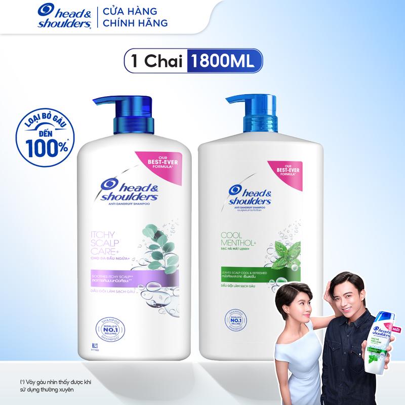 Dầu Gội Sạch Gàu HEAD&SHOULDERS Bạc Hà/ Cải Thiện Ngứa Da Đầu/ Hương Chanh - Chai 1800ML