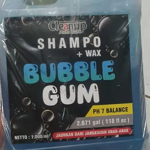 CleanUp Auto Care Shampo & Wax Bubble Gum 1000ml - Pembersih Mobil dengan Aroma Bubble Gum & Perlindungan Wax Gratis Lap Kendaraan Mesin Microfiber Selang