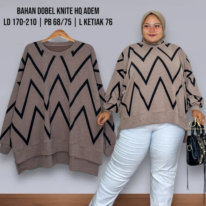 Atasan Knite Batwings Jumbo LD 170-210 Estimasi BB 85-140KG Hq Free Bros Muslim Wanita Knitwear Baju Oversize Panjang | By Juragan Klambi 4