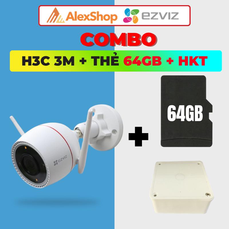 Camera ezviz H3C Color (3M) + Thẻ 64G+ Hộp Kỹ Thuật - Camera Ngoài Trời