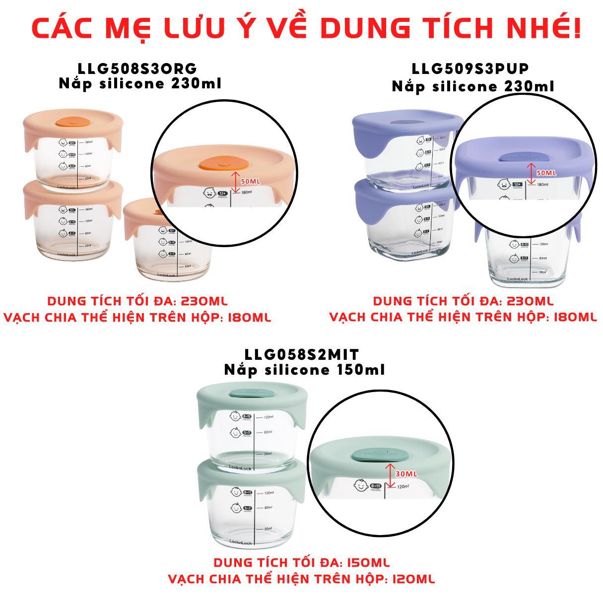 Hộp Thủy Tinh LocknLock Đựng Thức Ăn Dặm Cho Bé 120ml / 180ml / 230ml 1