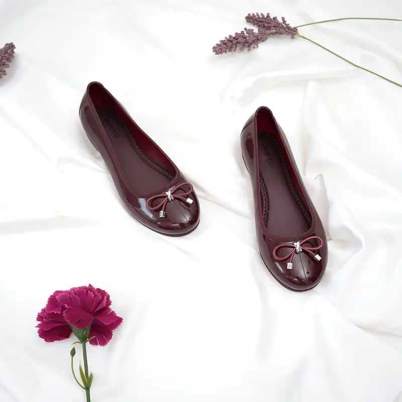 PORTO LSA-1 - Flatshoes Wanita Balet Casual Pita Korea | Flatshoes Wanita Elegan | Flatshoes Kuliah | Flatshoes Kerja Wanita | CherryRed | Chocolate 0