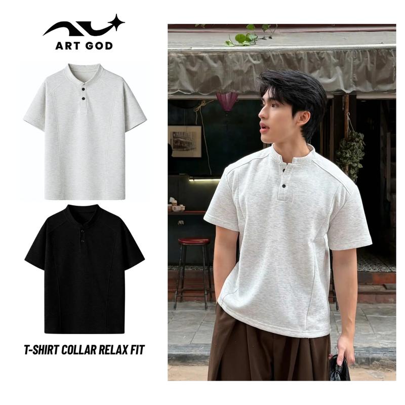 Áo Thun Cổ Tàu Form Relaxfit Tôn Dáng Chất Liệu Nỉ 2 Da Cao Cấp ARTGOD HMT035