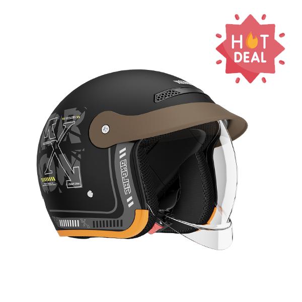 Mũ bảo hiểm 3/4 màu đen nhám – Có kính gập tiện lợi, bền đẹp, thời trang cá tính