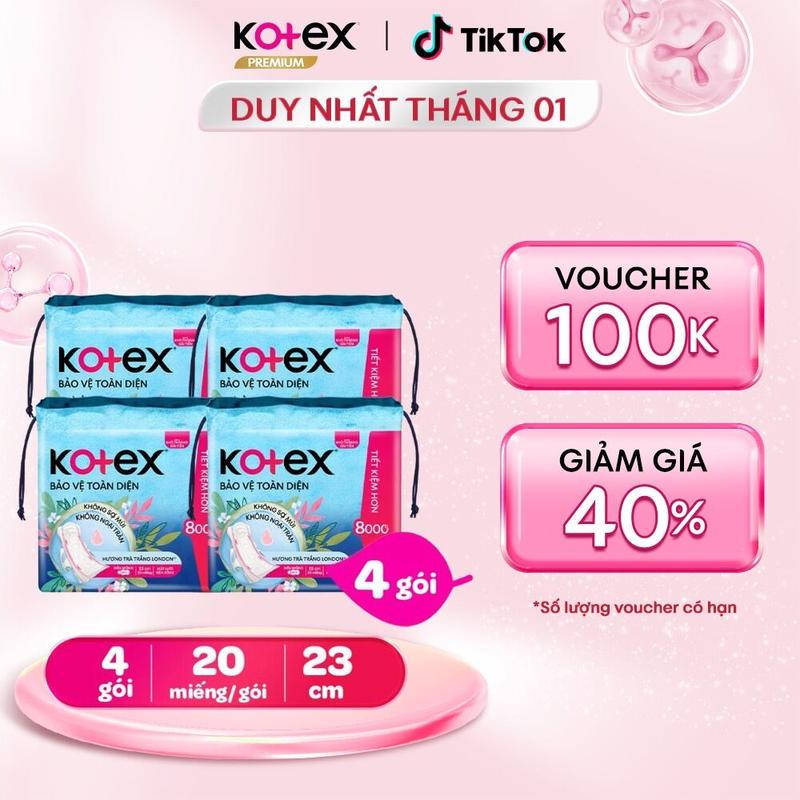   Creator 2  Lốc 4 Gói băng vệ sinh Kotex Hỗ trợ Bảo Vệ 23cm Siêu Mỏng Cánh 20 miếng  gói 