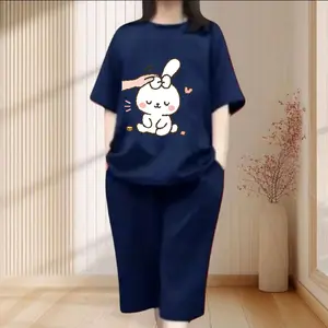 SETELAN KULOT DEWASA MOTIF "CATCH RABBIT" BAHAN BABYTERRY PREMIUM CELANA 7/8 -DI BAWAH LUTUT