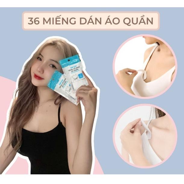 túi 36 miếng dán cố Định quần áo băng dính cố Định quần áo chống hở áo trễ vai áo sơ mi