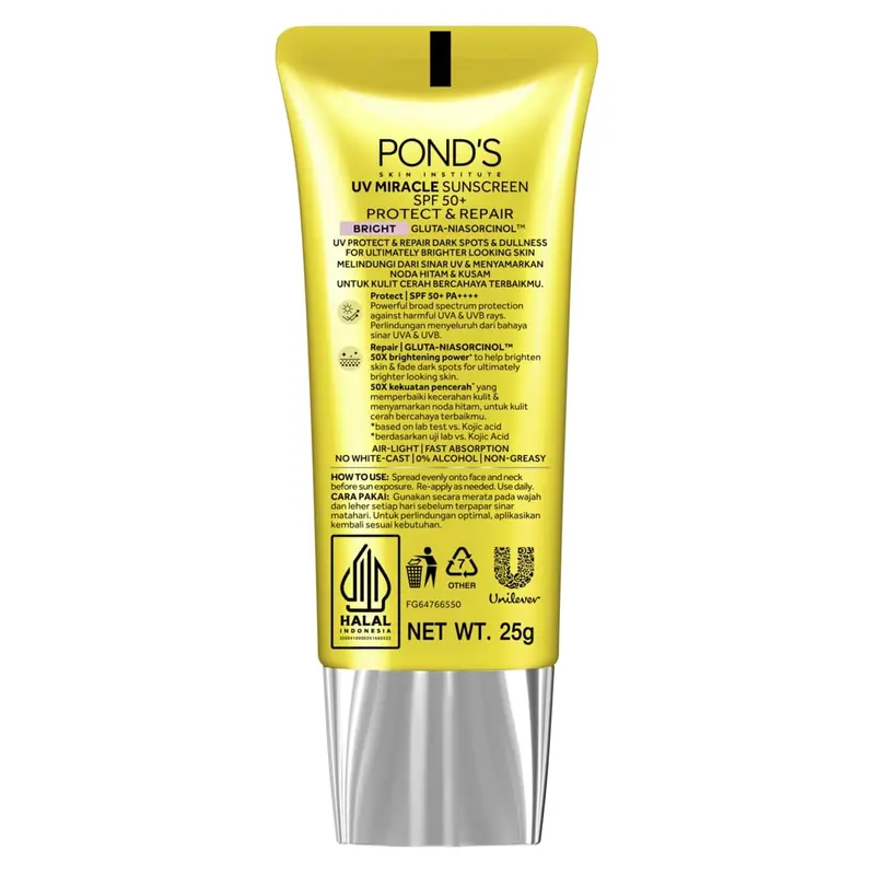 [BUY 1 GET 4] Pond's UV Miracle Bright SPF50 25G FREE Serum Uclar + Sun Sachet x2 7