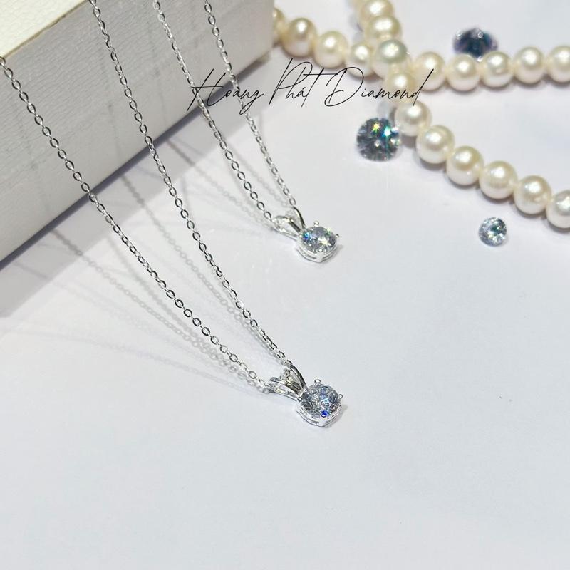 [ Hoàng Phát ] Trang Sức Dây Chuyền Bạc Ý 925 Chữ Cong 4T5 (45cm) Phối Mặt Một Hột 6li Tai Thỏ X.o.à.n Nam Mỹ (P117) KHÔNG XI