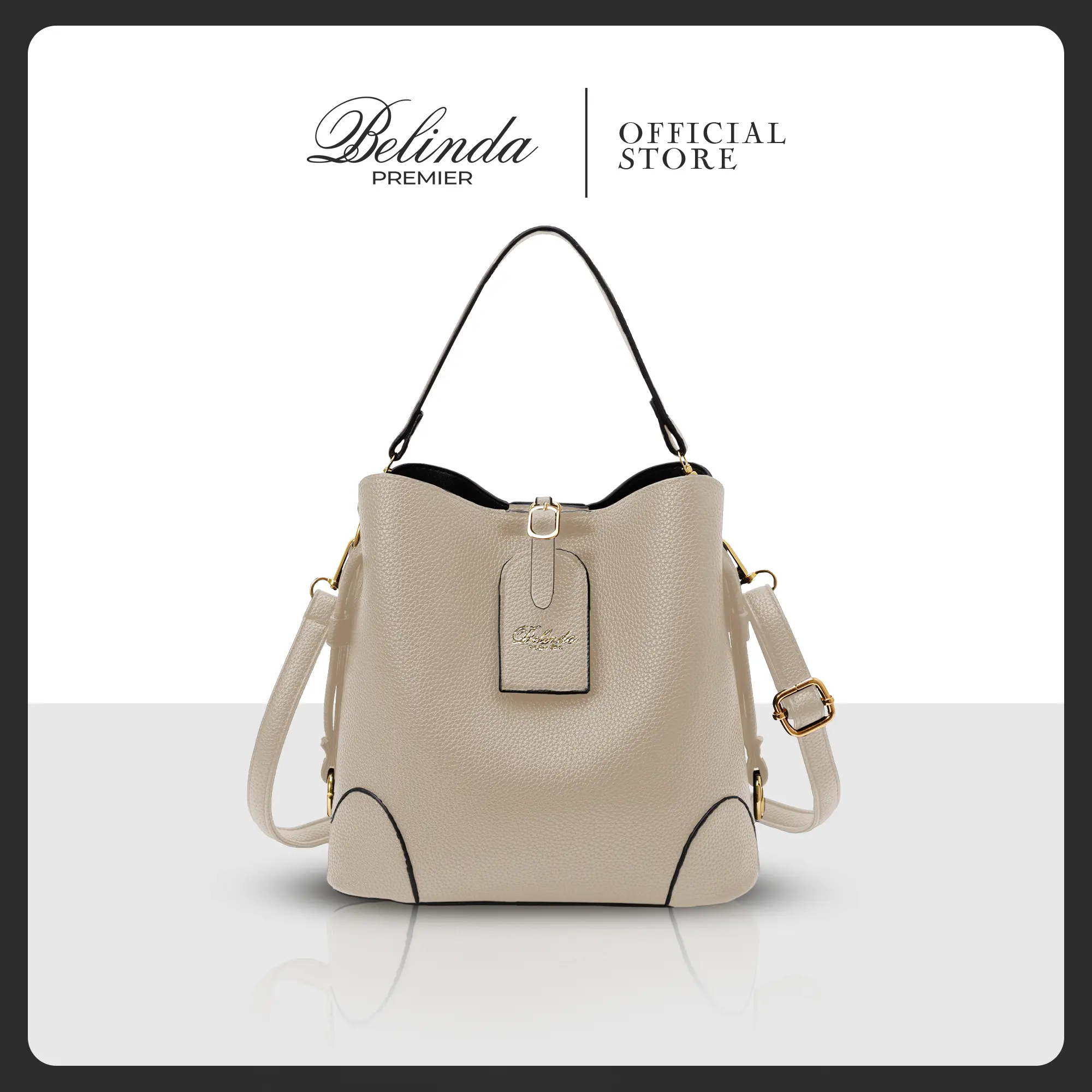 BELINDA PREMIER Sling Bag For Woman High-End Leather Bucket Bag 2Way Korean Fashion Ladies Handbag Shoulder Bag BP057