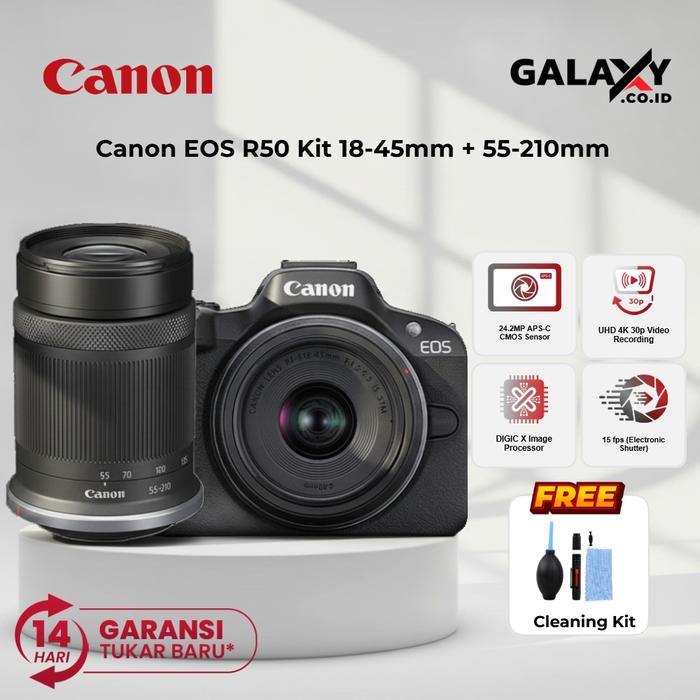 Promo Canon EOS R50 Kit RF-S 18-45MM STM + RF-S 55-210MM STM
