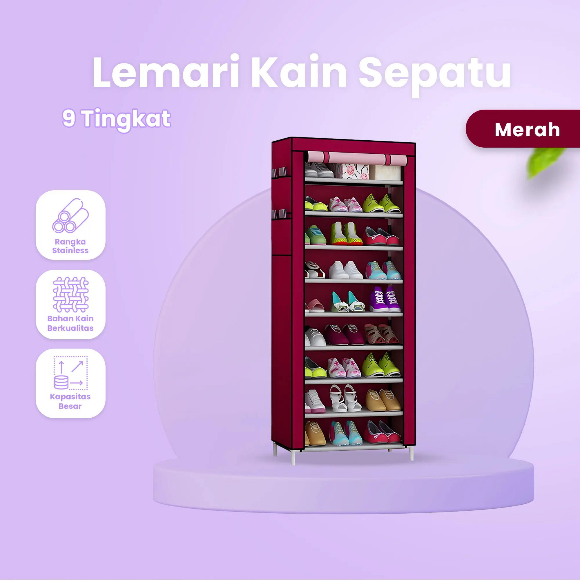 KEREN - Lemari Rak Sepatu 9 Susun Rangka Besi Tersedia 6 motif Menarik