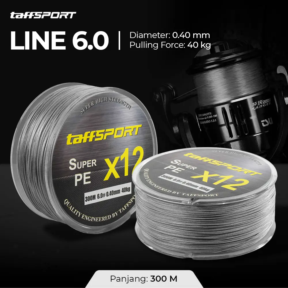 COD TaffSPORT Senar Tali Benang Pancing Fishing Line Super PE Braided 300M - X12 Terlaris Ikan Laut Reel