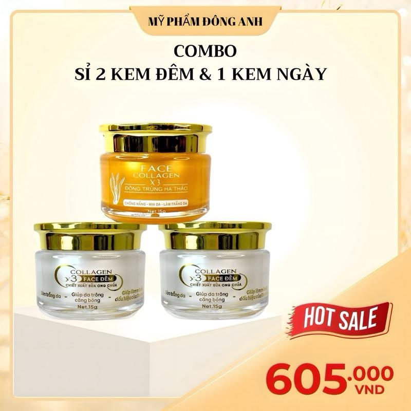 Combo 2 Kem Đêm Sữa Ong Chúa & Kem Ngày Đông Trùng Hạ Thảo Hỗ Trợ Dưỡng Da Mỹ Phẩm Đông Anh