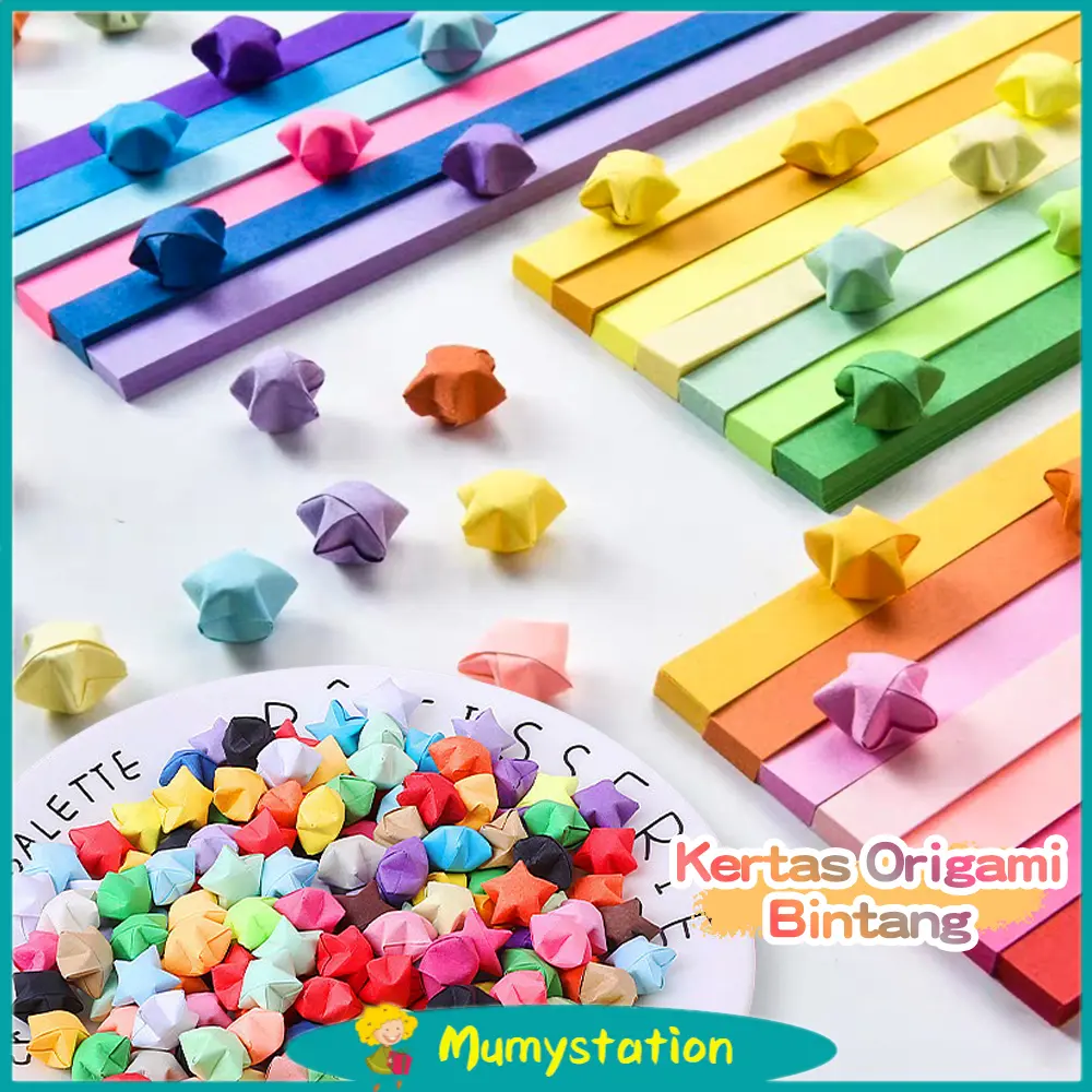 Mumystation 540PCS Bintang keberuntungan origami buatan tangan, bintang lima lipat, warna-warni seperti permen, bintang harapan, hadiah ulang tahun