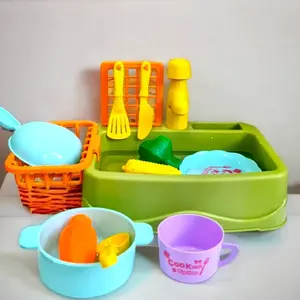 KIDZOONAA - MAINAN WASTAFEL JARING BISA KELUAR AIR MAINAN CUCI PIRING ANAK COOKING SET MAINAN ANAK PEREMPUAN (0021-4)
