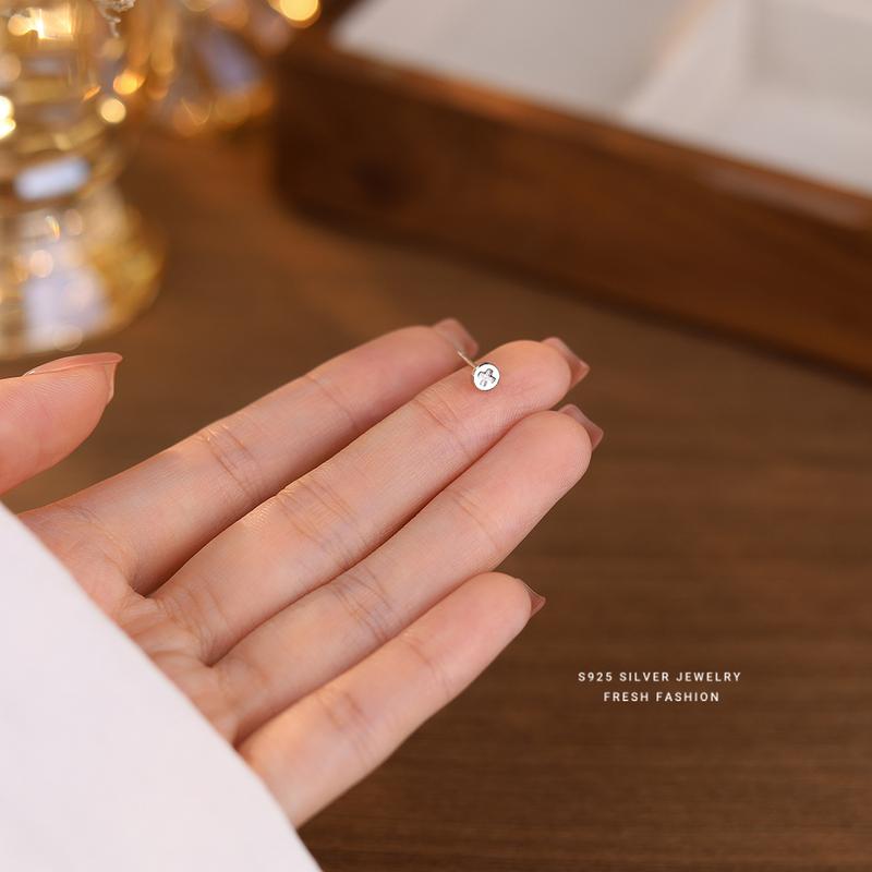 Bông Tai Đinh tán Đơn Vít, Thiết Kế Đơn Giản, Chất Liệu Bạc Sterling 925, Dành Cho Nữ, Trang Sức Thời Trang, Thích Hợp Để Đeo Hàng Ngày, E4179 1