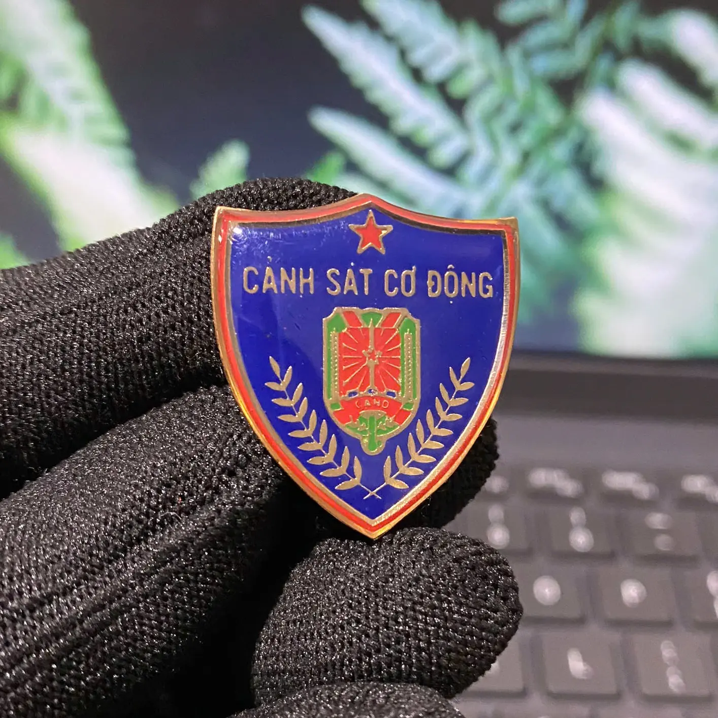 Huy hiệu cảnh sát giao thông và cảnh sát cơ đông cài áo chất liệu đồng ăn mòn mạ vàng cao cấp để sưu tầm, làm quà tặng