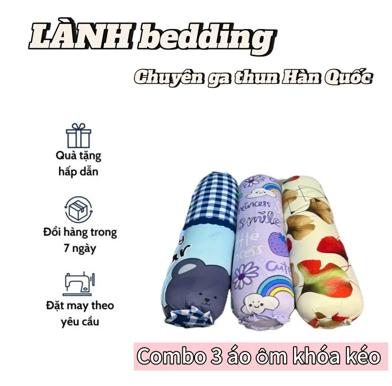 FREESHIP -COMBO 3 áo gối ôm khoá kéo_chất thun lạnh_side 35 x100 0