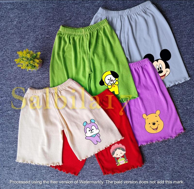 Paket 5 Pcs Celana Pendek Curly Karakter Kartun Anak Usia 1-8 Tahun Pakaian Bawahan Anak Perempuan 0