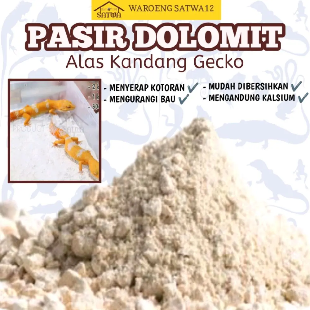 2KG Pasir dolomit kapur dolomite alas kandang gecko leopard geko tokek beearded dragon substrat akuarium terrarium reptile alas kandang reptil mengurangi bau kotoran