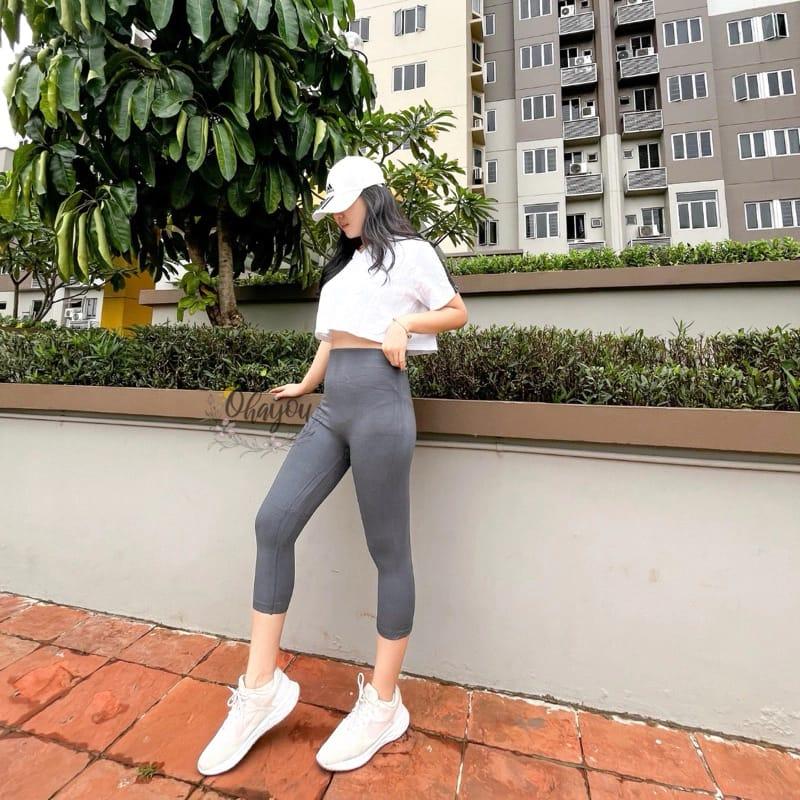 LEGING KAOS RAYON 3/4 ELATIS PRAKTIS Legging Lembut Celana Wanita Nyaman Wanita Panjang Dewasa Katun Pendek Katun Pendek 2