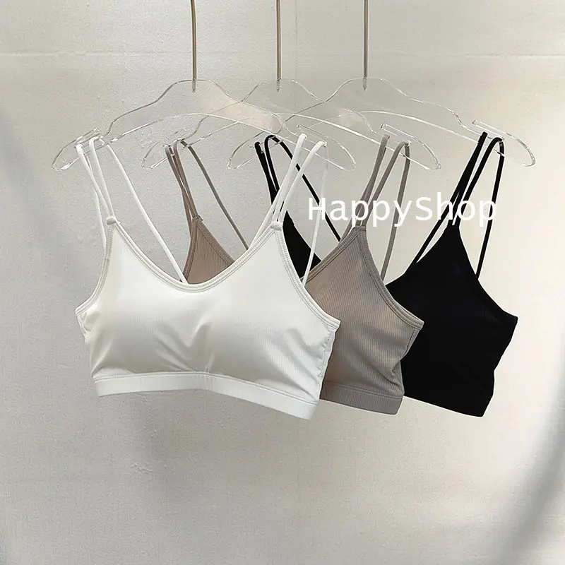 Women's Sport Bra Summer Ice Silk Fixed Sponge Pad Underwear Backless Cool Girl Top Tank