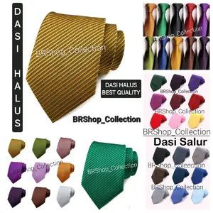 Dasi panjang salur 3inch hitam merah gold pink abu hijau kuning putih silver biru navy dongker bahan halus tebal