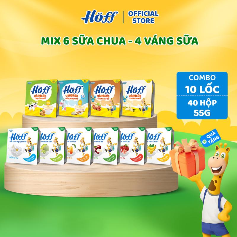 (Mới) Combo mix đủ vị sữa chua và váng sữa Hoff 10 lốc (40 hộp x 55g)