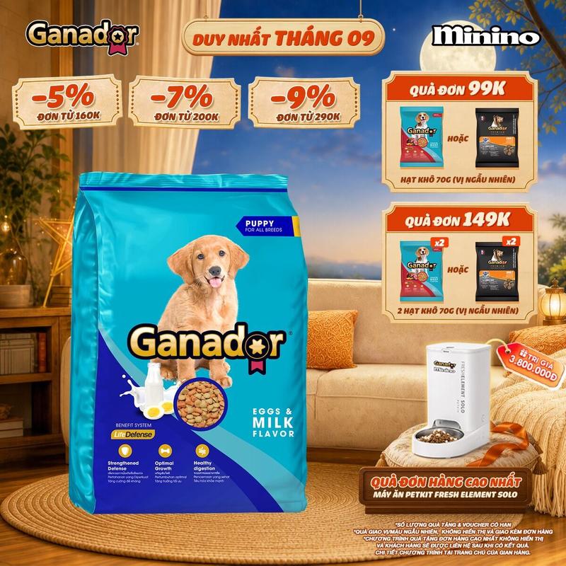 Thức ăn hạt Ganador cho chó con vị Trứng & Sữa 400g