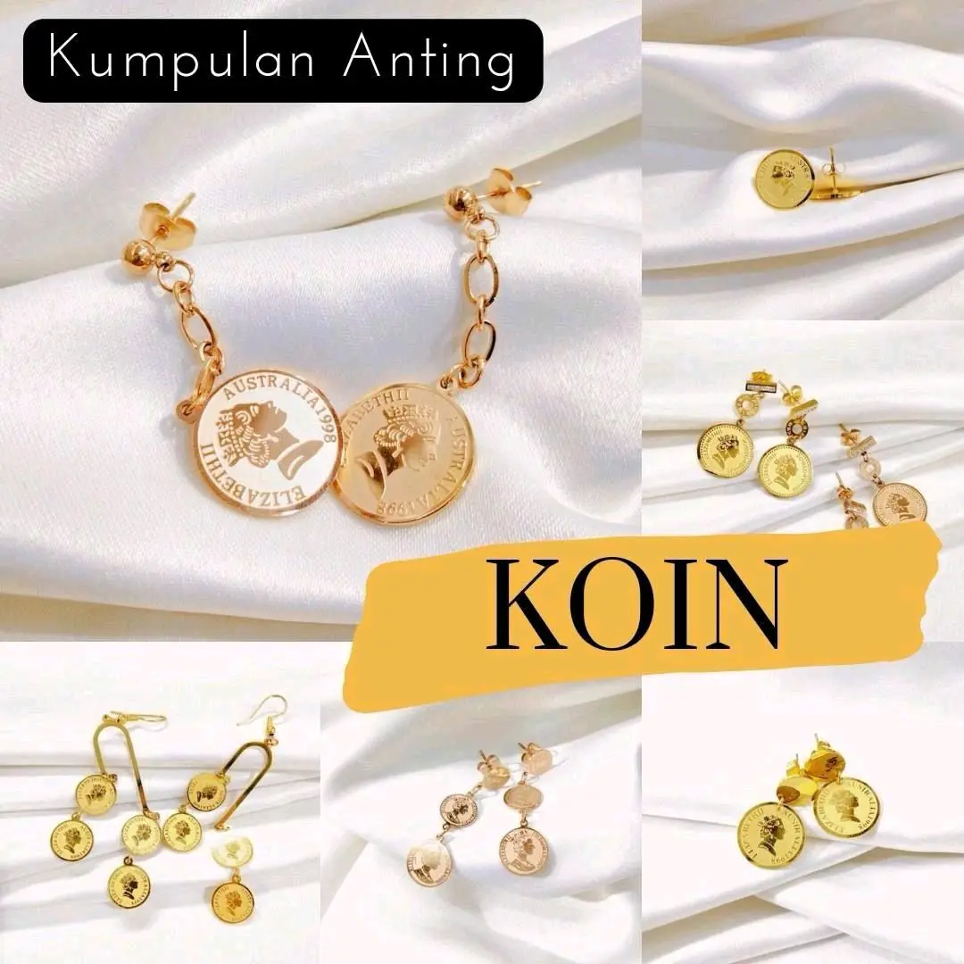 [Kumpulan Anting Koin] Anting Koin - Anting Titanium Stainless Anti Karat - Anting Wanita Anting Dewasa - Anting Tindik Anting Jurai Anting Panjang - Perhiasan Aksesoris Fashion