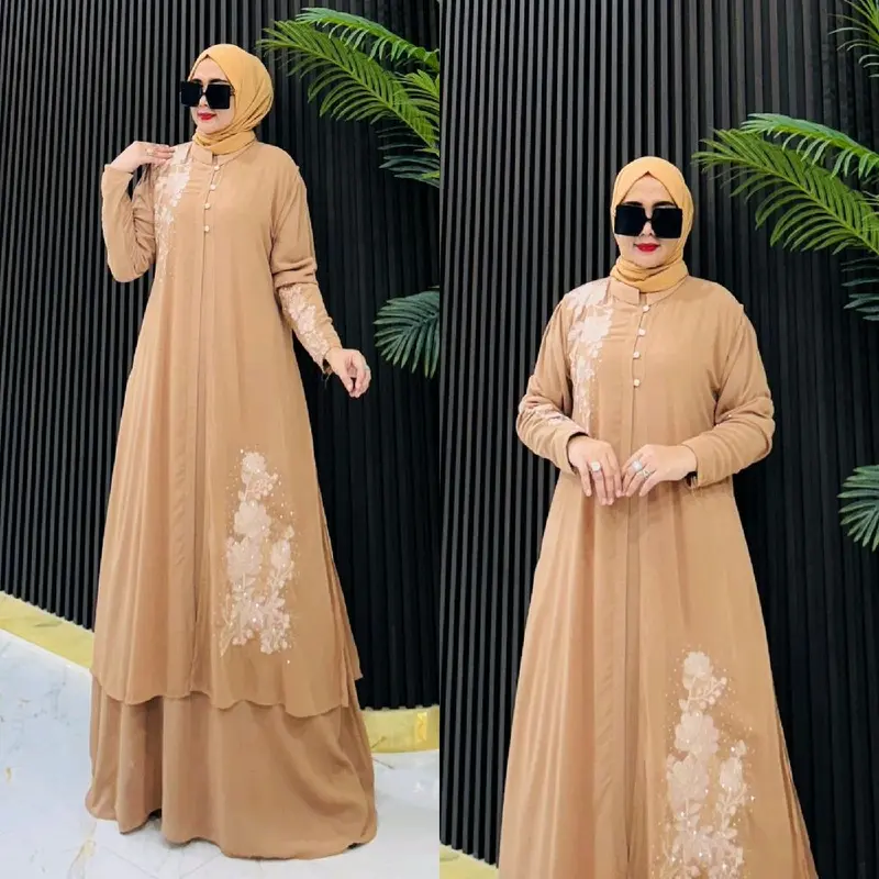 READY REALPICT COD NILAM SET AUTER NON HIJAB Gamis Dress Wanita Dewasa 3
