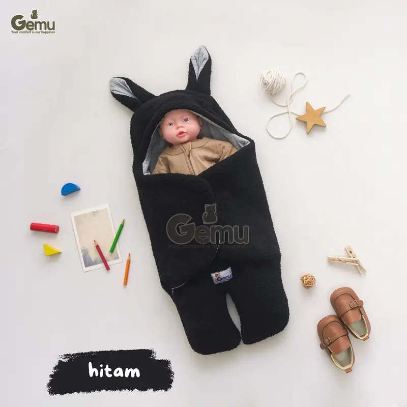 GEMU Selimut Bayi Bedong Blanket Instan Sherpa Bulu Domba Tebal Karkakter Kaki Premium Newborn 7