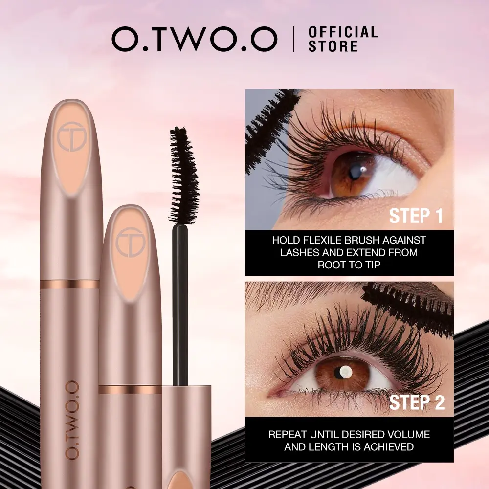Maskara Tebal Dan Panjang, O.TWO.O, Tahan Lama, Kalis Air, Bebas Noda, Gaya Panas Hitam Mascara Makeup Waterproof