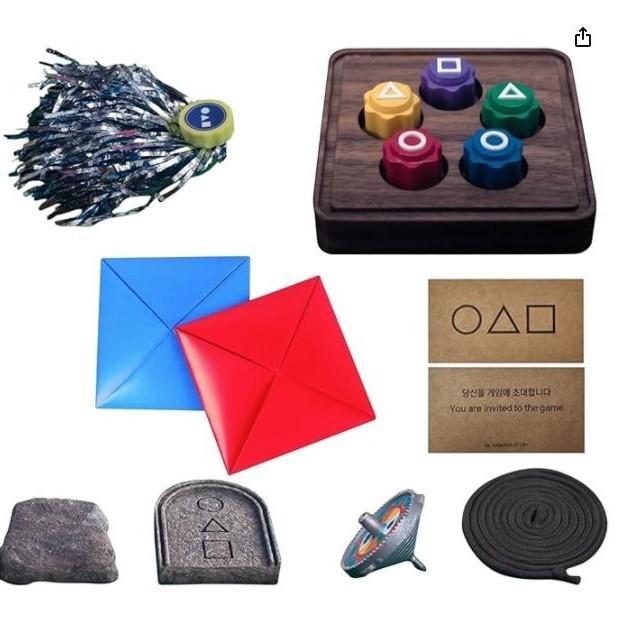 Squid Game-Inspired Korean Folk Game Set | TraditionalGames Collection: Jebi Kicks, Gong-gi, Biseokchigi, Paeng-y,DDAKJl | Fun for Family & Travel, Stone Catching GameJack Stone Pebbles Set, Prited-gonggi figurine, Squidgame-inspired, Ebi kick 1