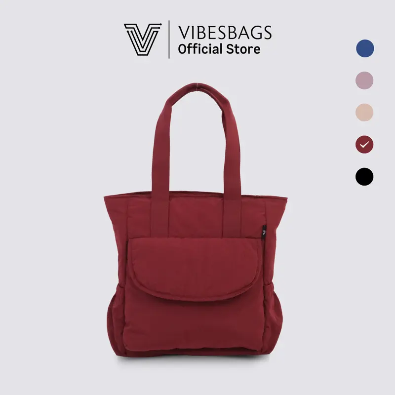 Vibesbags Totepack Vallan Kain Nylon Premium Tote Bag Wanita 16 Inch dengan Resleting 3
